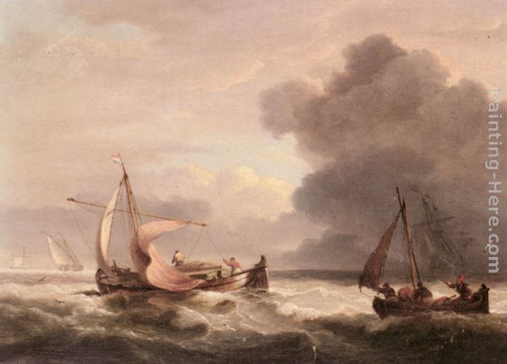 Thomas Luny Dutch Barges In Open Seas